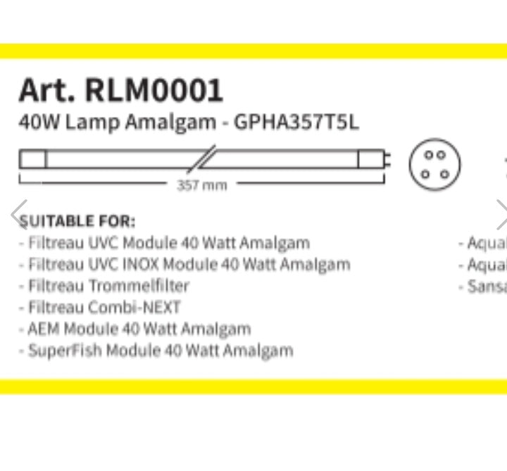 Ampoule UV amalgame filtreau et red label 357 mm